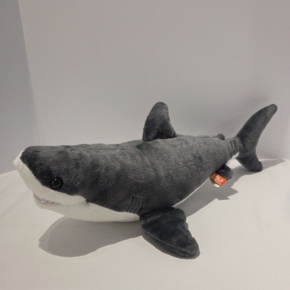 Wild Republic Shark Plush Gray White Stuffed Animal Toy 19"